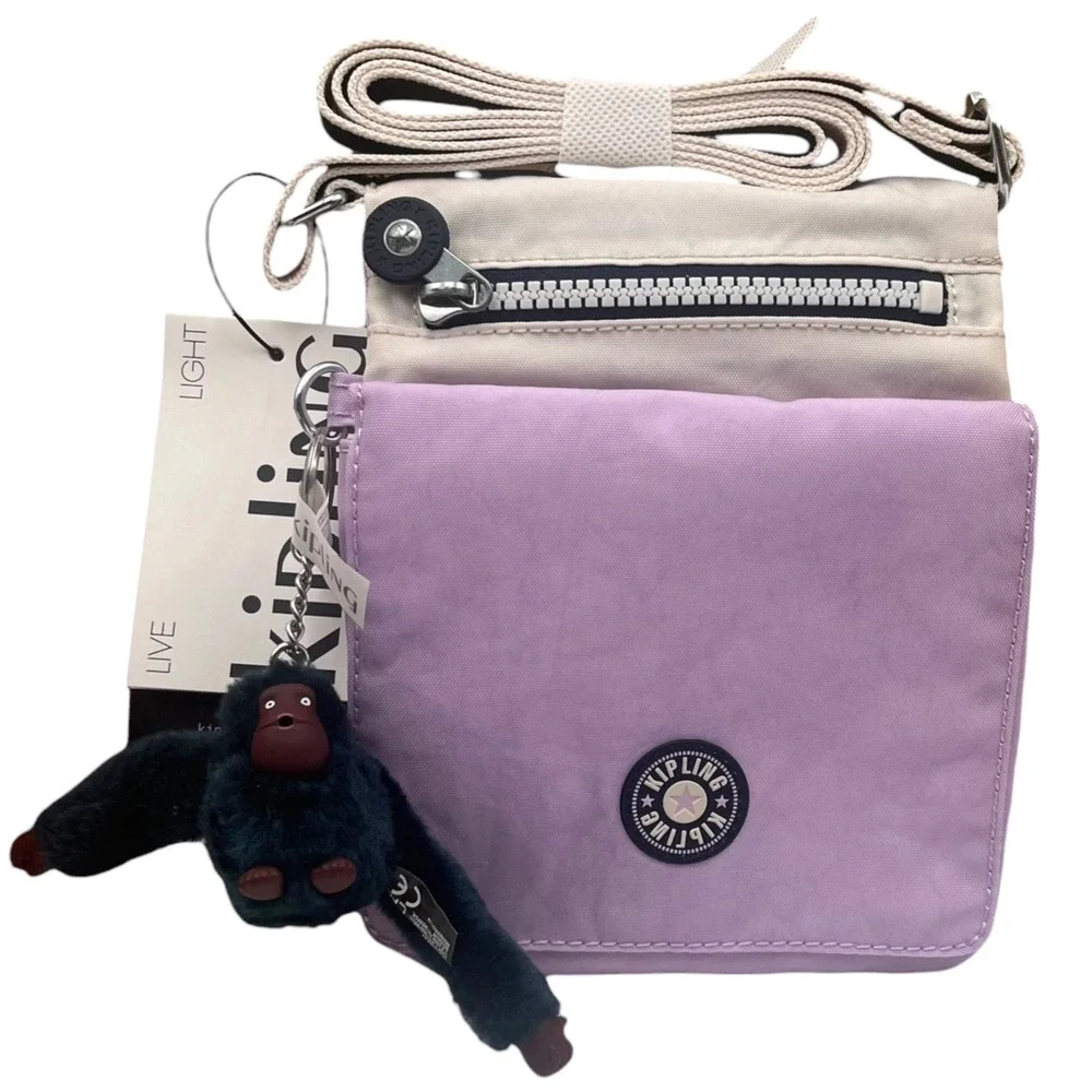 Kipling Eldorado Women's Small Nylon Crossbody Bag Lilac Tan Water Resistant